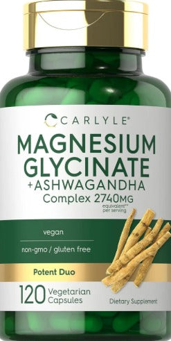 Carlyle Magnesio Glycinato + Ashwagandha complex 2740mg , 120 capsulas