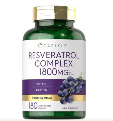 Suplemento de resveratrol 1800 mg Carlyle 180 Capsulas