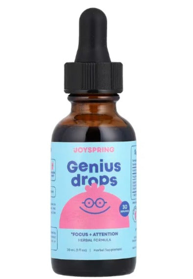 JoySpring, Genius Drops, Suplemento herbal para promover la concentración y la atención, 30 ml (1 oz. líq.)