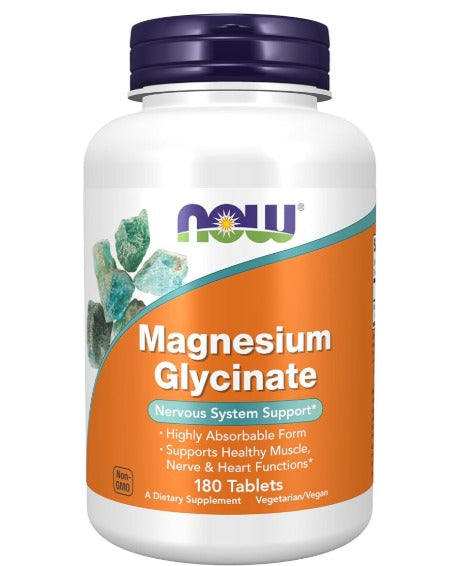 NOW Supplements, Magnesium Glycinate 100 mg, Highly Absorbable Form, 180 Tablets