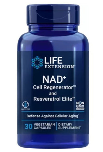 Life Extension, NAD + regenerador celular y resveratrol, Ribósido de nicotinamida NIAGEN, 30 cápsulas vegetales