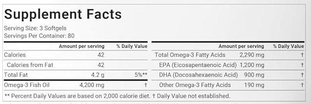 Micro Ingredients Triple Strength EPA 1200 mg and DHA 900 mg Omega-3 Fish Oil Supplement 4200 mg Per Serving, 240 Softgels