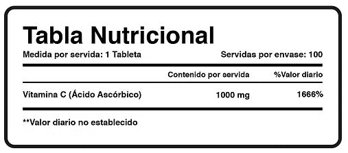 XTRALIFE Vitamina C de 1000mg.(100 tabletas)