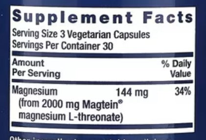 Life Extension, Neuro-Mag, L-treonato de magnesio, 144 mg, 90 cápsulas vegetales (48 mg por cápsula)