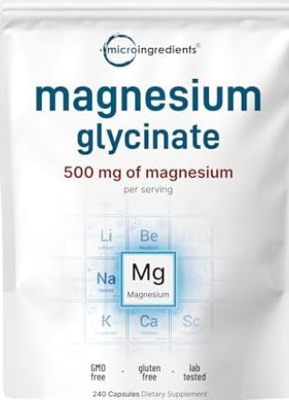 Micro Ingredients Magnesium Glycinate 500mg Per Serving, 240 Capsules