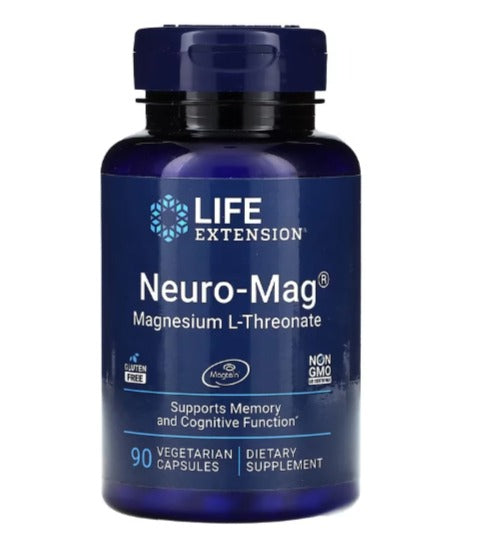 Life Extension, Neuro-Mag, L-treonato de magnesio, 144 mg, 90 cápsulas vegetales (48 mg por cápsula)