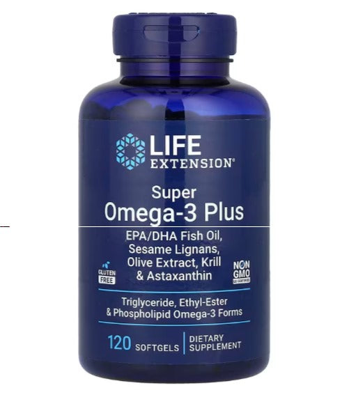 Life Extension, Super omega-3 plus, 120 cápsulas blandas