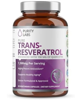 Purity Labs Pure Trans-Resveratrol Supplement + Quercetin 1500mg